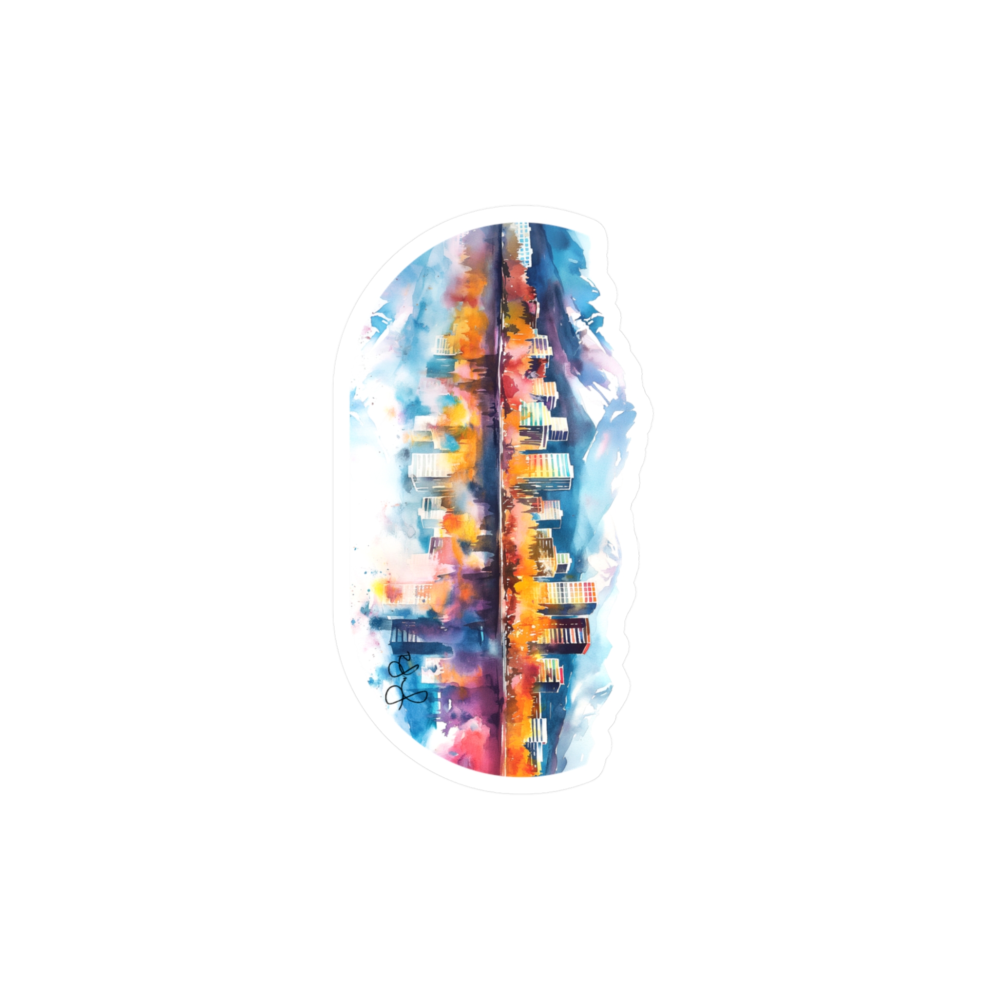 Watercolor Anchorage Skyline Sticker