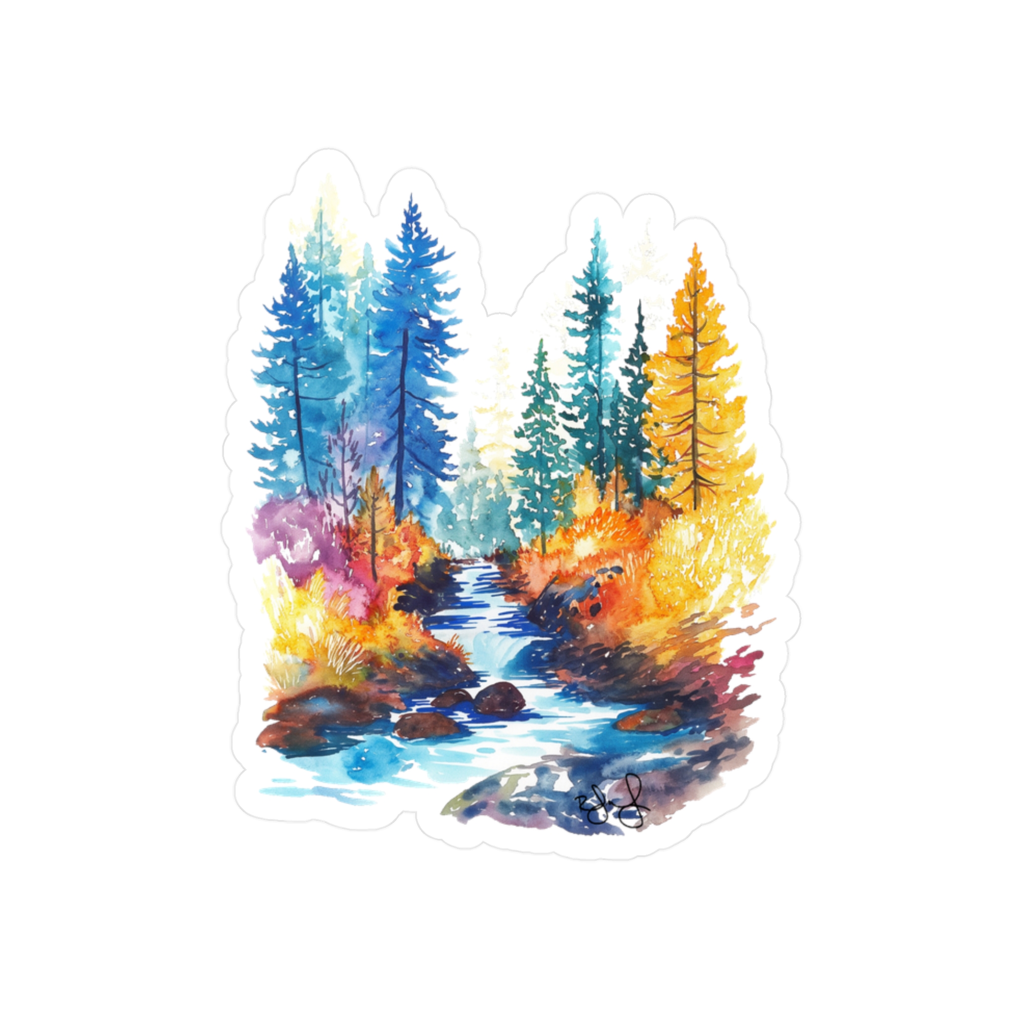 Watercolor Alaskan Creek Sticker