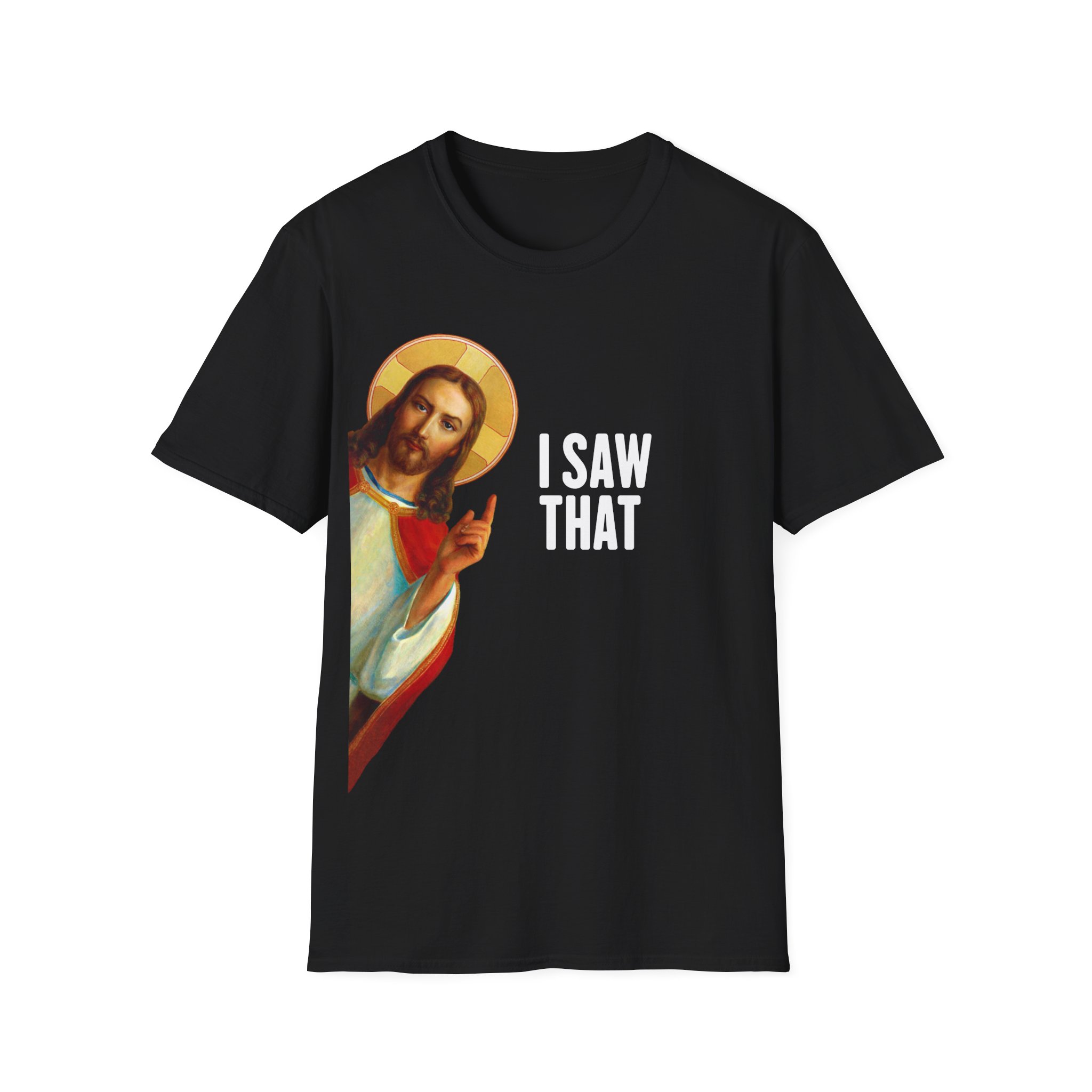 Jesus "I Saw That" Softstyle Tee - Image 3
