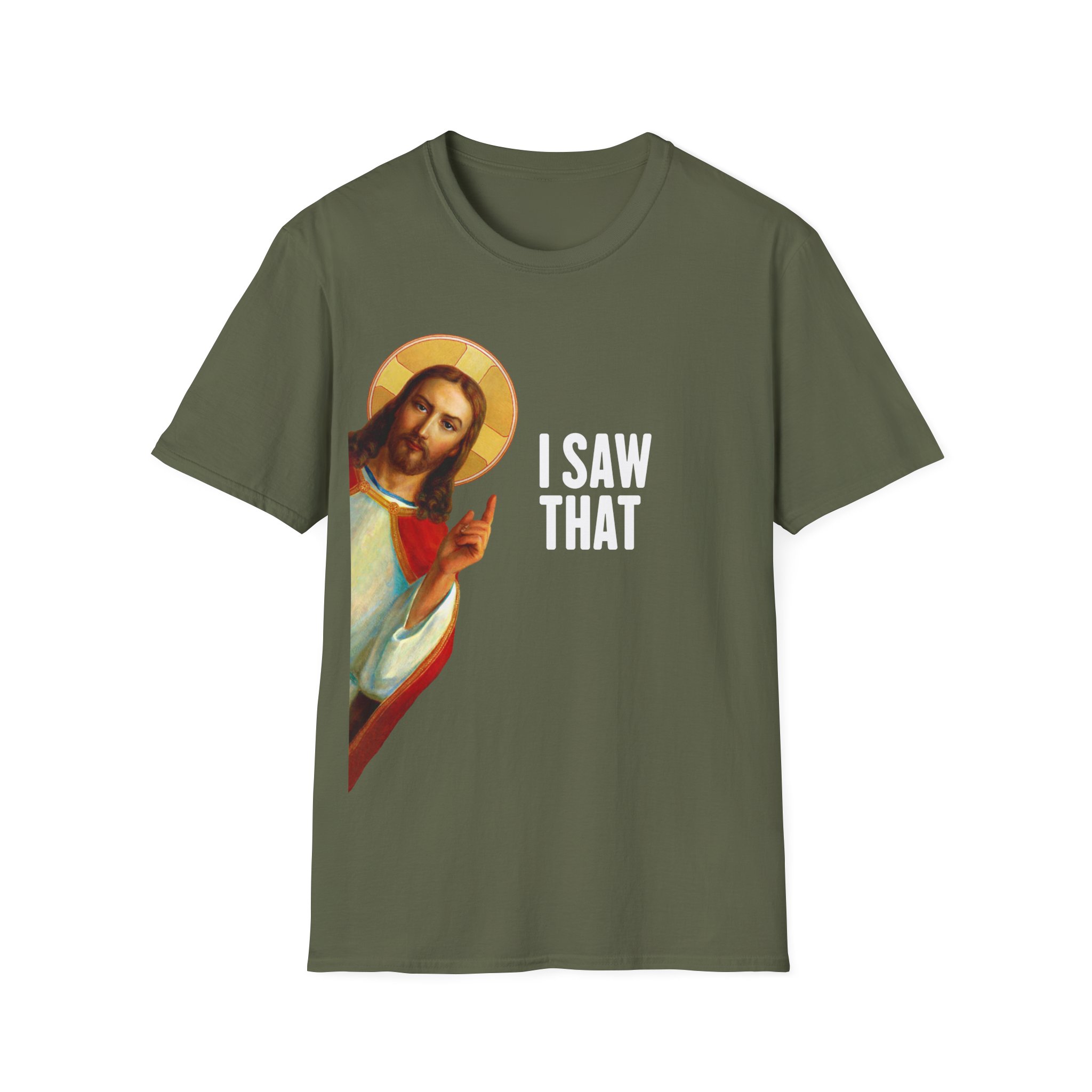 Jesus "I Saw That" Softstyle Tee - Image 5